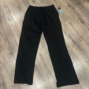 Men's Black Pull On Lounge Pants Drawstring Waist Pockets PJs Pajama Pants Large